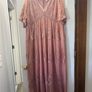 Pinkblush Dusty Rose Embroidered Maxi Dress